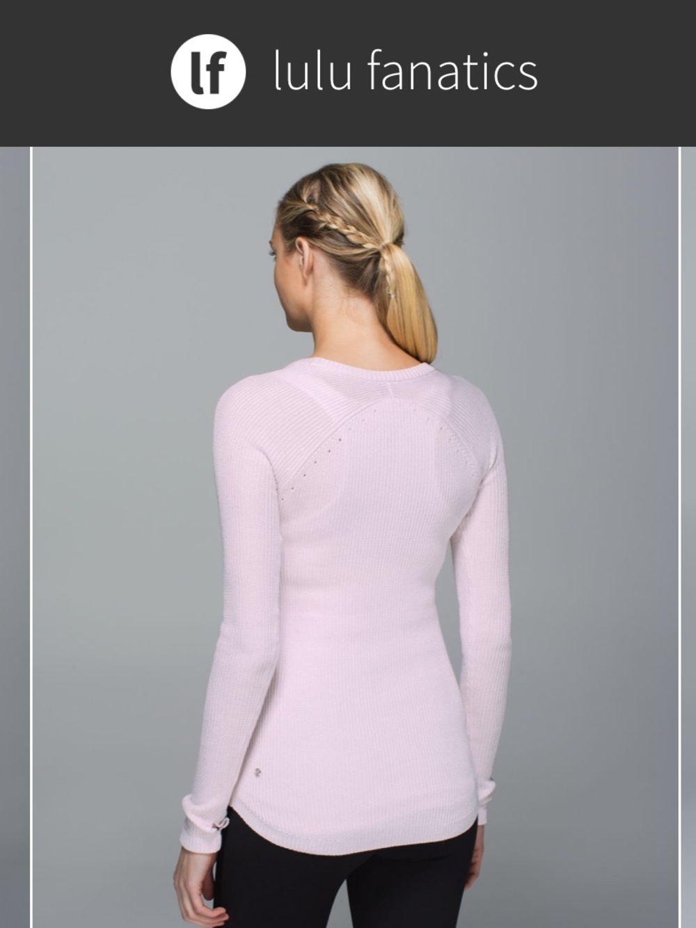 Lululemon Cabin Yogi Long Sleeve Sweater Sz 8 Neutral Blush Pink Heathered White